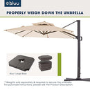BLUU REDWOOD 10 FT 2 Tier Square Patio Umbrella Offset Cantilever Outdoor Umbrella Aluminum Market Hanging Umbrellas with 360° Rotation Device and Unlimited Tilting System & Cross Base (Beige)