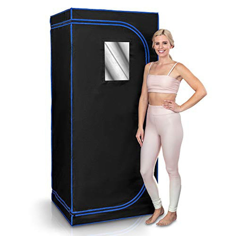 SereneLife Portable Full Size Infrared Home Spa| One Person Sauna | with Heating Foot Pad and Portable Chair