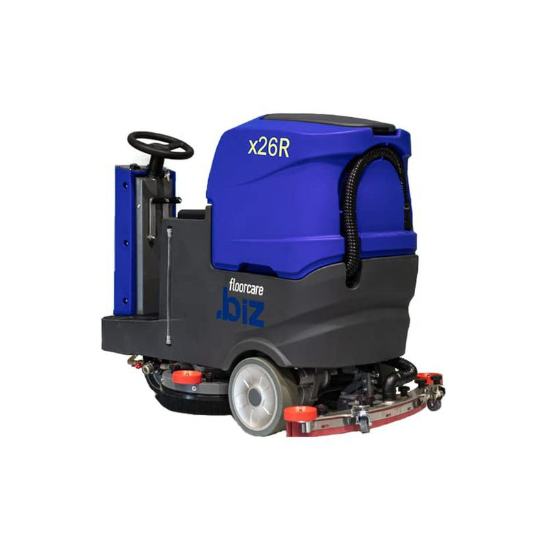 USA-CLEAN X26R Ride-On Auto Floor Scrubber Machine, 26 inch (750mm) Cleaning Path, Industrial Commercial Use, Large Tank Capacity, Battery Powered Quiet and Easy to Use