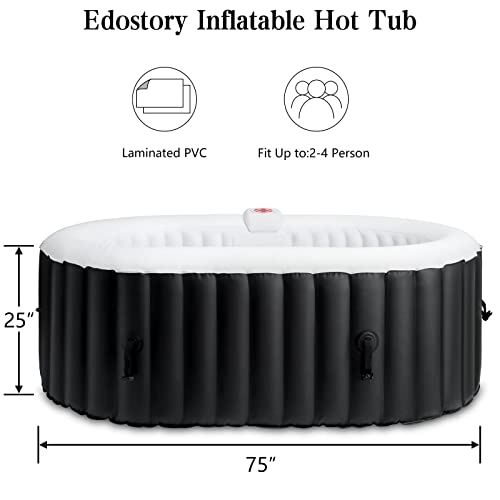 Edostory 2-3 Person Inflatable Hot Tub Spa, 75 x 47Inch Oval Portable ...