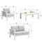 Solaste Outdoor Aluminum Furniture Set - 4 Pieces Patio Sectional Chat Sofa Conversation Set with Table,White