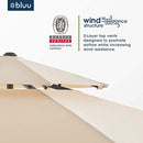 BLUU REDWOOD 10 FT 2 Tier Square Patio Umbrella Offset Cantilever Outdoor Umbrella Aluminum Market Hanging Umbrellas with 360° Rotation Device and Unlimited Tilting System & Cross Base (Beige)