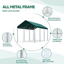ADVANCE OUTDOOR Adjustable 10x20 ft Heavy Duty Carport Car Canopy Garage Boat Shelter Party Tent, Adjustable Peak Height from 9.5ft to 11ft, Green