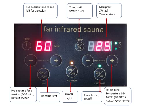 Xmatch Far Infrared Wooden Sauna Room, 1-Person Size, with 1350W, 8 Low EMF Heaters, 10 Minutes Pre-Warm up, Time and Temp Pre-Set, 2 Bluetooth Speakers, 1 LED Reading Lamp and Clothing Hanging Rod