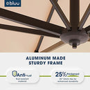 BLUU REDWOOD 10 FT 2 Tier Square Patio Umbrella Offset Cantilever Outdoor Umbrella Aluminum Market Hanging Umbrellas with 360° Rotation Device and Unlimited Tilting System & Cross Base (Beige)