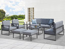Green4ever Aluminum Patio Furniture Set, 8 Pieces Outdoor Conversation Set All-Weather Modern Metal Couch Outdoor Sectional Sofa with Ottomans and Coffee Table (Grey)