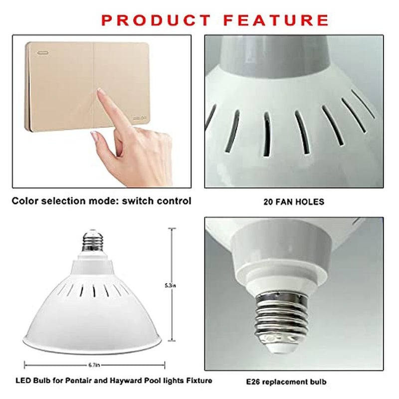 XSH LED Pool Lights Bulb 120V 35W RGB Color Changing Pool Lights Bulb Lifetime Replacement Warranty Replacement LED Bulb for Pentair and Hayward Fixture inground