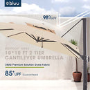 BLUU REDWOOD 10 FT 2 Tier Square Patio Umbrella Offset Cantilever Outdoor Umbrella Aluminum Market Hanging Umbrellas with 360° Rotation Device and Unlimited Tilting System & Cross Base (Beige)