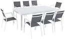 Mōd Furniture Mod HARPDN9PC-WHT Harper 9-Piece Set with 8 Sling Chairs and a 40" x 118" Expandable Dining Table Outdoor Furniture, White