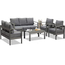 Wisteria Lane Aluminum Outdoor Patio Furniture Set, Modern Patio Conversation Sets, Outdoor Sectional Metal Sofa with 5 Inch Cushion and Coffee Table for Balcony, Garden, Dark Grey