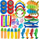 42 PCS Dive Toys for Pool for Kids Swim Toys Shark Set Includes Diving Sticks Underwater Pool Toys Diving Rings for Kids and Much More ASTM CPC Certified Safe for Children Dive Toy