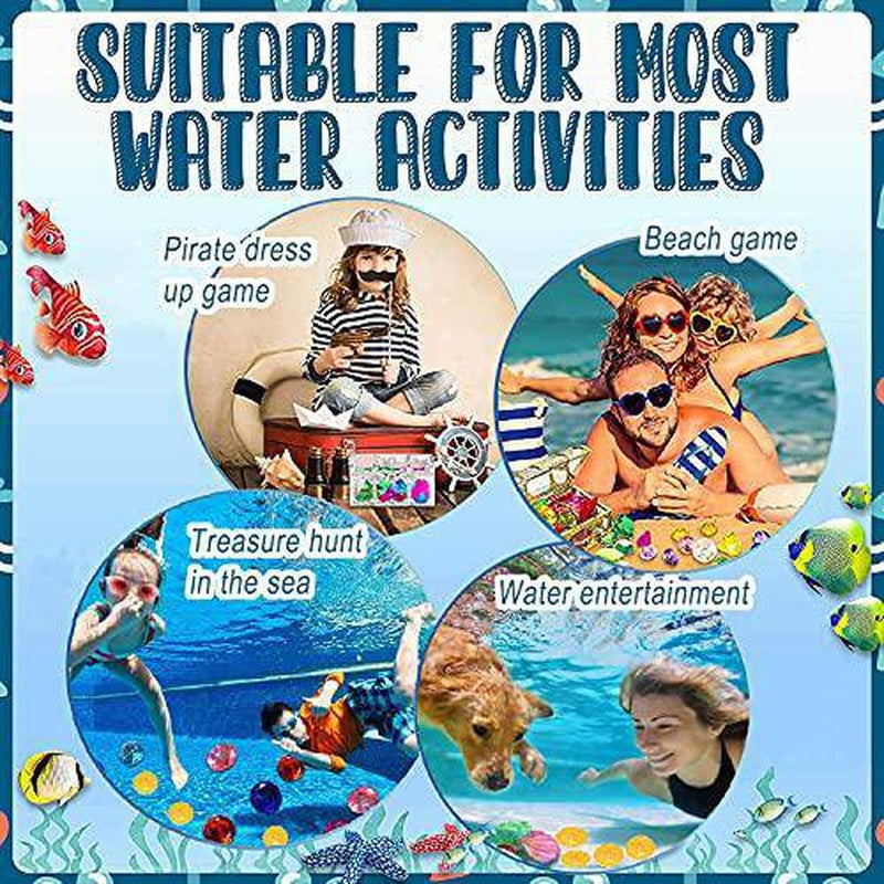 49pcs Diving gem Pool Toy Sand Toys Diving coins Set with Treasure Pirate Box,Faux Diamond Crystal Treasure Gems Underwater Swimming Toy Set for Parties and Games, Birthday, Wedding Decoration Gems