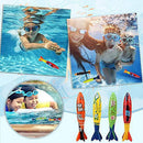 4pc Underwater Plastic Throwing Diving Torpedo Toys,Underwater Diving Torpedo Bandits, Swimming Pool Toy,Fun Water Games Training Gift Set for Boys and Girls (4pcs)