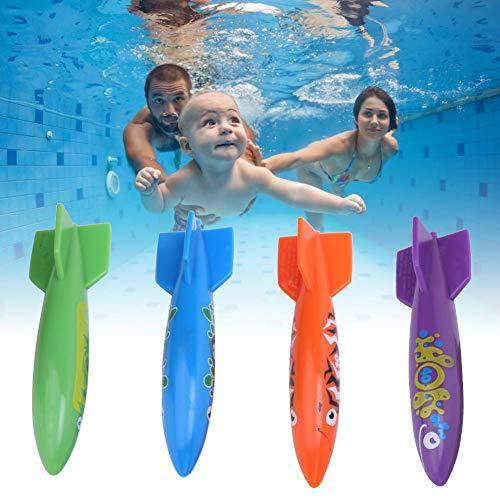 4Pcs Children Diving Toy, Sturdy and Durable Bright Color Children Swimming Toy, Lightweight Beautiful Appearance for Swimming Practice Daily Competition(FourColor Mixed)