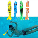 4PCS Throwing Torpedo Toy Torpedo Rocket Kids Underwater Dive Sticks Funny Bathing Toy 4 Colors Summer Pool Diving Game