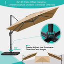 Sunnyglade 10x13Ft Cantilever Patio Umbrella Rectangular Deluxe Offset Umbrella 360°Rotation & Integrated Tilting System Patio Hanging Umbrella for Market Garden Deck Pool Backyard Patio (Tan)