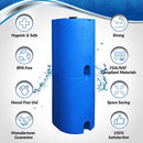 Blue 55 Gallon Water Storage Tank by WaterPrepared - Emergency Water Barrel Container with Spigot for Emergency Disaster Preparedness - Stackable- Includes 5 Year Water Treatment