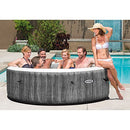 Intex PureSpa Greywood Deluxe 85" x 25" Outdoor Portable Inflatable 6 Person Round Hot Tub Spa with Bubble Jets, Hardwater Treatment, Filter and Cover