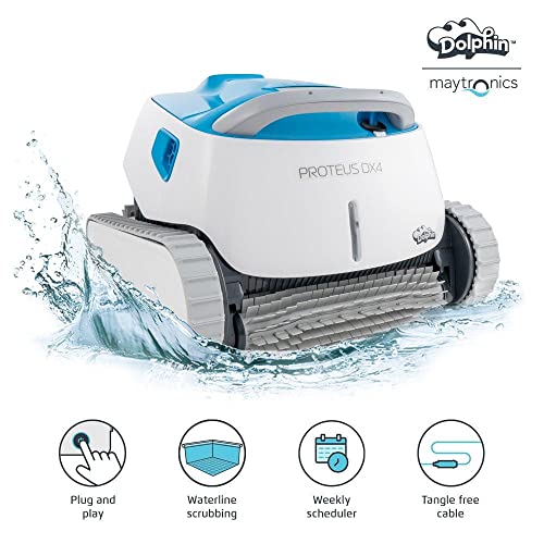 Dolphin Proteus DX4 Automatic Robotic Pool Cleaner with Exceptional Cleaning Power, Ideal for Swimming Pools up to 50 Feet