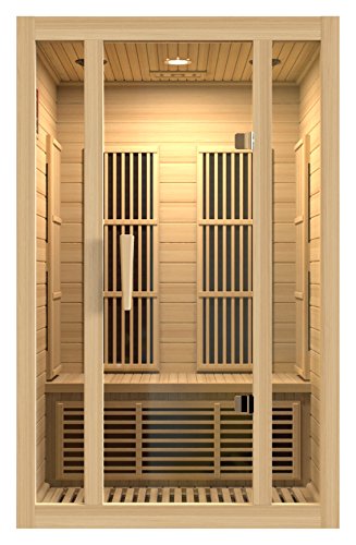 BOTARO Maxxus Saunas MX-J206-01 Seattle Carbon Far Infrared Sauna for 2 Persons, Hemlock Wood