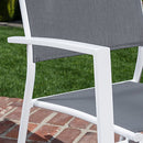 Mōd Furniture Mod HARPDN9PC-WHT Harper 9-Piece Set with 8 Sling Chairs and a 40" x 118" Expandable Dining Table Outdoor Furniture, White