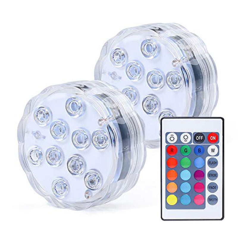 AquaMiracle Underwater LED Lights IP68 Waterproof, with Remote Control, Battery Powered, Color-Changing Lights for Pool, Pond, Hot Tub, Shower, Bath, Bar, Wedding, Party, Aquarium, Vase Decoration