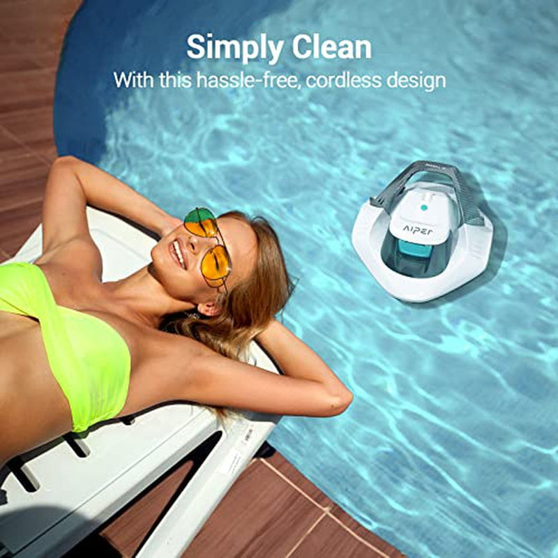 AIPER Cordless Robotic Pool Cleaner, Pool Vacuum with Dual-Drive Motors, Self-Parking, Lightweight, Perfect for Above/In-Ground Flat Pools up to 40 Feet (Lasts 90 Mins)