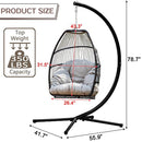 Egg Chair Hammock Chair Basket Chair Hanging Swing Chair UV Resistant Cushion with Stand for Indoor Bedroom Outdoor Garden Backyard