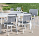 Mōd Furniture Mod HARPDN9PC-WHT Harper 9-Piece Set with 8 Sling Chairs and a 40" x 118" Expandable Dining Table Outdoor Furniture, White