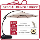 Grand patio 12 FT Deluxe NAPOLI Curvy Aluminum Offset Umbrella, Patio Cantilever Umbrella (Champagne, 12 FT)