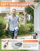 Ayleid Retractable Garden Hose Reel,3/5 in x 65 ft Wall Mounted Hose Reel, with 9- Function Sprayer Nozzle, Any Length Lock/Slow Return System/Wall Mounted/180°Swivel Bracket (Grey)