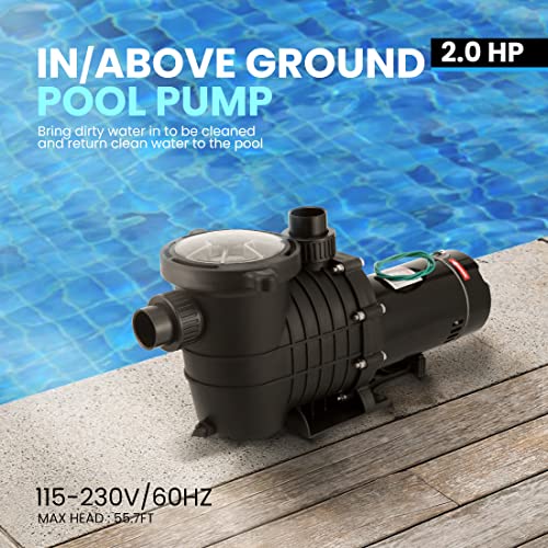 VIVOHOME 2.0 HP 6800 GPH Powerful Self Primming Dual Voltage in/Above Ground Swimming Pool Pump with Strainer Basket