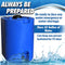 Blue 55 Gallon Water Storage Tank by WaterPrepared - Emergency Water Barrel Container with Spigot for Emergency Disaster Preparedness - Stackable- Includes 5 Year Water Treatment