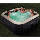 Intex 28449EP PureSpa Plus 4 Person Portable Inflatable Square Hot Tub Spa with 170 Bubble Jets and Built in Heater Pump, Greystone