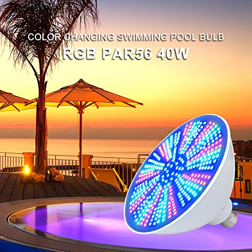 40W Color Changing LED Pool Light for Inground Swimming Pool, 120V RGB Swimming Pool LED Light Bulb Replacement for 200-500W Traditional Bulb, Fit in for Pentair and Hayward Pool Light Fixtures