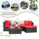 Devoko 5 Pieces Patio Furniture Sets All Weather Outdoor Sectional Sofa Manual Weaving Wicker Rattan Patio Conversation Set with Cushion and Glass Table