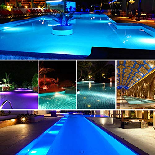 Roleadro Led Pool Light, Waterproof IP68 47W RGB Swimming Pool Lights Multi Color（Not Include White） , 12V AC/DC Led Inground Pool Light Control with Remote Controller（Not Include Battery )- 5ft Cord