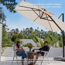 BLUU REDWOOD 10 FT 2 Tier Square Patio Umbrella Offset Cantilever Outdoor Umbrella Aluminum Market Hanging Umbrellas with 360° Rotation Device and Unlimited Tilting System & Cross Base (Beige)