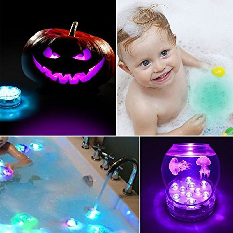 Submersible LED Lights Waterproof Underwater Lights 2.8inch Battery Powered Remote Controlled Color Changing Tea Lights Small LED Lights for Party Pond Pool Wedding Halloween Christmas (4 Pack)