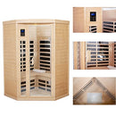 Kanlanth Far Infrared Sauna Low EMF Wooden Sauna for Home, 2 Person Indoor Home Sauna, 1,600watt, 7 Low EMF Heaters, Canadian Hemlock, 10 Minutes Pre-Warm up, with Bluetooth, LCD, LED