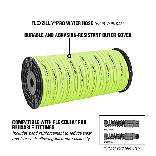 Flexzilla Pro Water Hose, Bulk Plastic Spool, 5/8 in. x 250 ft., Heavy Duty, Lightweight, ZillaGreen - HFZ58250YW