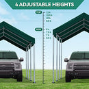 ADVANCE OUTDOOR Adjustable 10x20 ft Heavy Duty Carport Car Canopy Garage Boat Shelter Party Tent, Adjustable Peak Height from 9.5ft to 11ft, Green
