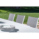 Mōd Furniture Mod HARPDN9PC-WHT Harper 9-Piece Set with 8 Sling Chairs and a 40" x 118" Expandable Dining Table Outdoor Furniture, White