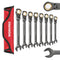 WORKPRO 8-piece Flex-Head Ratcheting Combination Wrench Set, SAE 5/16 - 3/4 in, 72-Teeth, Cr-V Constructed, Nickel Plating with Organizer Bag
