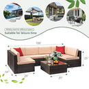 Devoko 7 Pieces Outdoor Sectional Sofa Patio Furniture Sets Manual Weaving Wicker Rattan Patio Conversation Sets with Cushion and Glass Table (Beige)