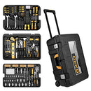 DEKOPRO 258 Piece Tool Kit with Rolling Tool Box Socket Wrench Hand Tool Set Mechanic Case Trolley Portable