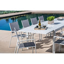 Mōd Furniture Mod HARPDN9PC-WHT Harper 9-Piece Set with 8 Sling Chairs and a 40" x 118" Expandable Dining Table Outdoor Furniture, White