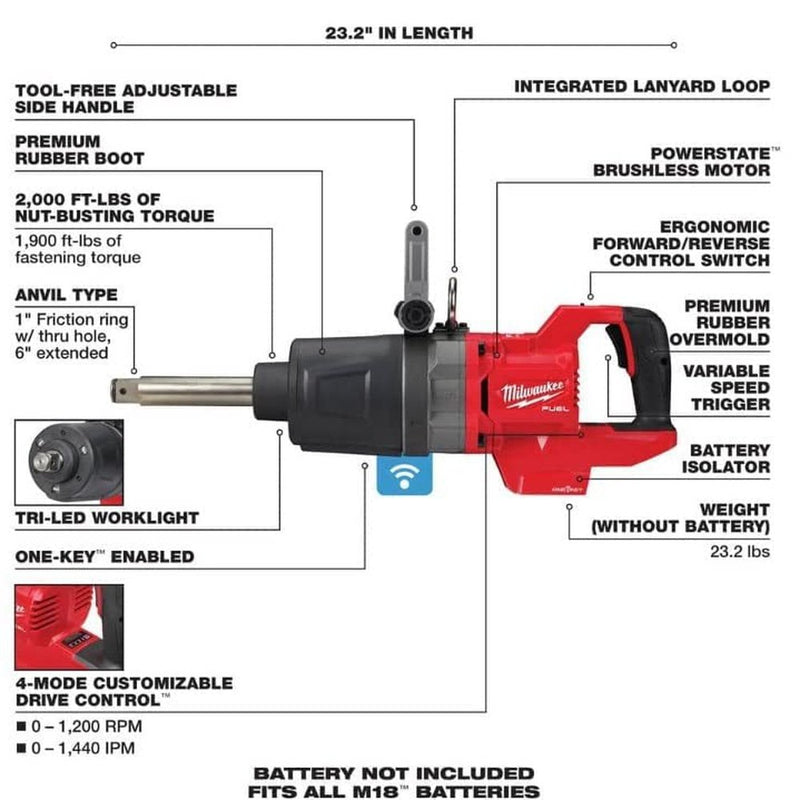 M18 FUEL™ 1 in. D-Handle Ext Anvil High Torque Impact Wrench