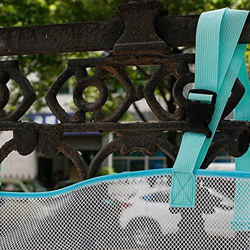 57"X29" Large Capacity Swimming Pool Storage Bag Foldable Hook Mesh Bag Above Ground Pool Side Organizer Netting Organizer for Swimming Ring House Gym Fence Deck Garage (A)