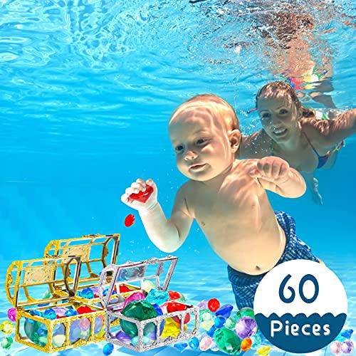 60 Pirate Halloween Gem Jewelry Treasure Toys with 3 Treasures Pirate Box Activity Party Decorations for Halloween Pirate Adventure Themed Event Party Decorations Party Games Wedding Decoration Gems